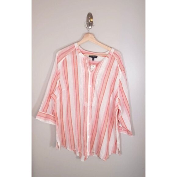 Lane Bryant Tunic Linen Blend Lagenlook Embroidered Blouse‎ Size 22/24 NWT - Picture 1 of 6